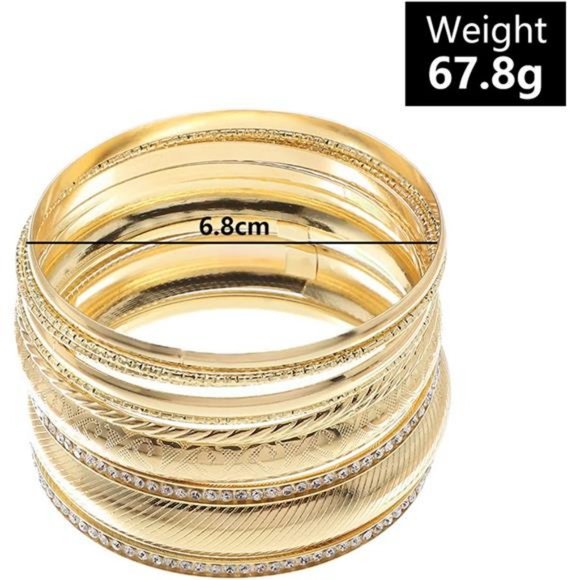 Gold Bangle Multi Stackable Bracelets for Women,14K Gold Plated Boho Indian - Picture 7 of 8